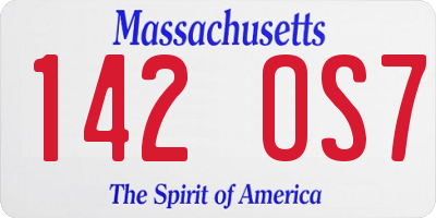 MA license plate 142OS7