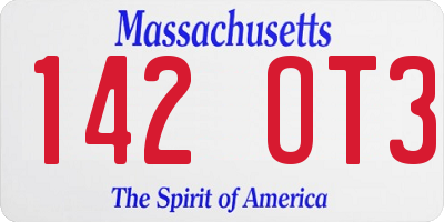 MA license plate 142OT3