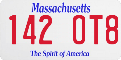 MA license plate 142OT8