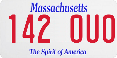 MA license plate 142OU0