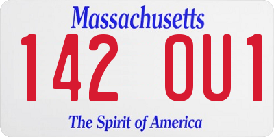 MA license plate 142OU1
