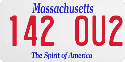 MA license plate 142OU2