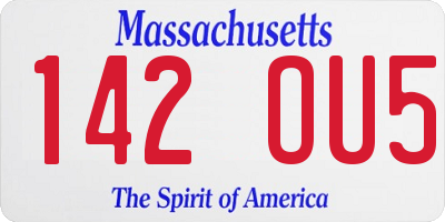 MA license plate 142OU5