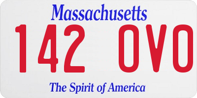 MA license plate 142OV0