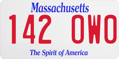 MA license plate 142OW0