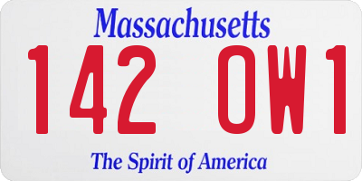 MA license plate 142OW1