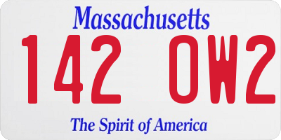 MA license plate 142OW2