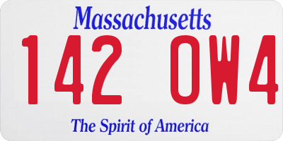 MA license plate 142OW4