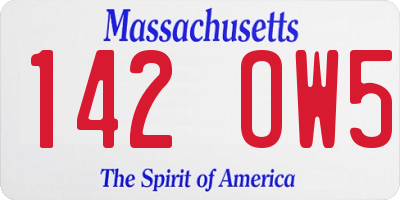 MA license plate 142OW5