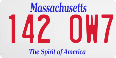 MA license plate 142OW7