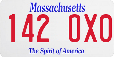 MA license plate 142OX0