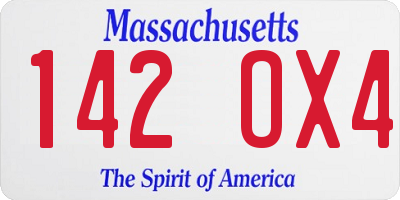 MA license plate 142OX4