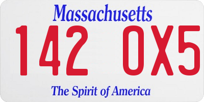 MA license plate 142OX5