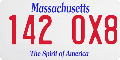 MA license plate 142OX8
