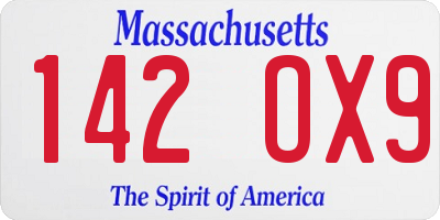 MA license plate 142OX9