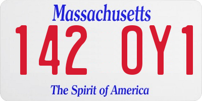 MA license plate 142OY1