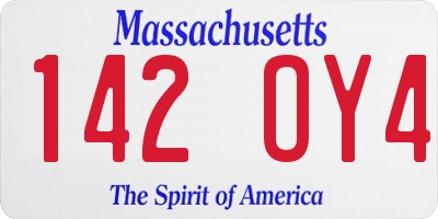 MA license plate 142OY4