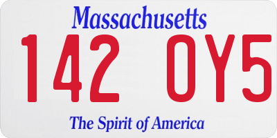 MA license plate 142OY5