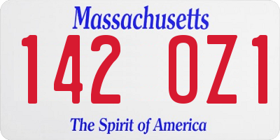 MA license plate 142OZ1
