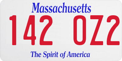 MA license plate 142OZ2
