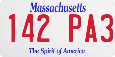 MA license plate 142PA3