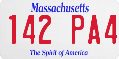 MA license plate 142PA4