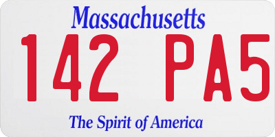 MA license plate 142PA5
