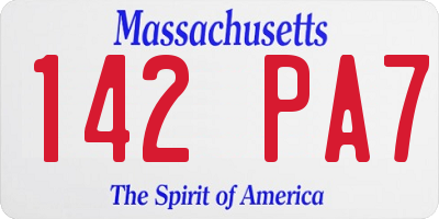 MA license plate 142PA7