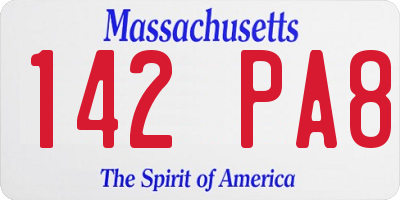 MA license plate 142PA8