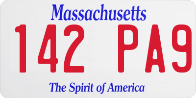 MA license plate 142PA9