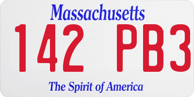 MA license plate 142PB3