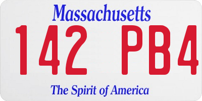 MA license plate 142PB4