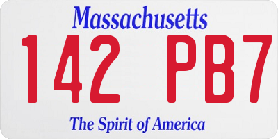 MA license plate 142PB7