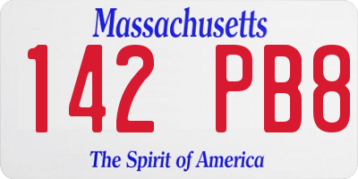 MA license plate 142PB8