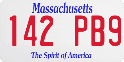 MA license plate 142PB9