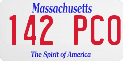 MA license plate 142PC0