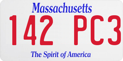 MA license plate 142PC3