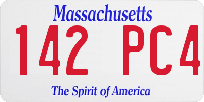 MA license plate 142PC4