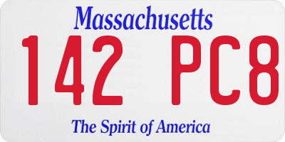 MA license plate 142PC8