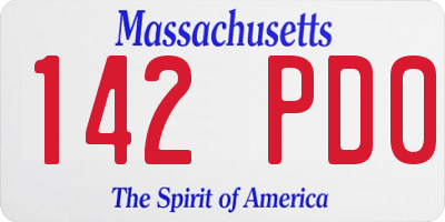 MA license plate 142PD0