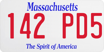 MA license plate 142PD5