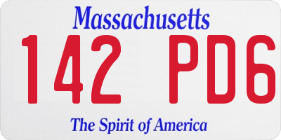 MA license plate 142PD6