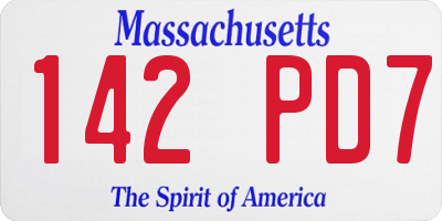 MA license plate 142PD7
