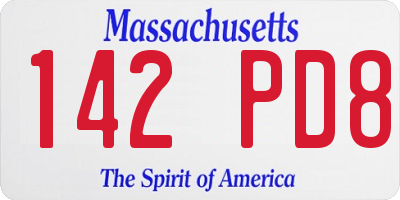 MA license plate 142PD8