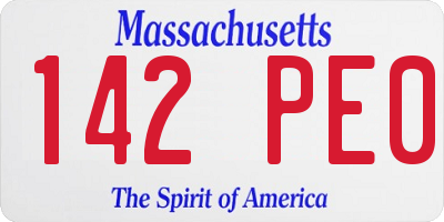 MA license plate 142PE0