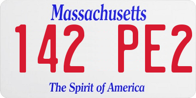 MA license plate 142PE2