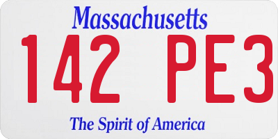 MA license plate 142PE3