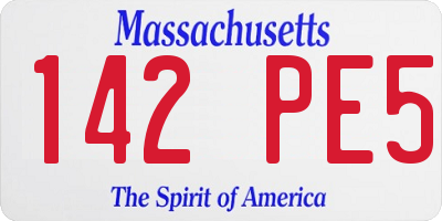 MA license plate 142PE5
