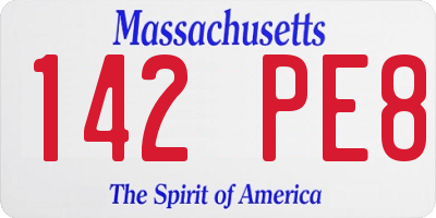 MA license plate 142PE8