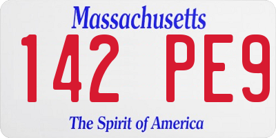 MA license plate 142PE9